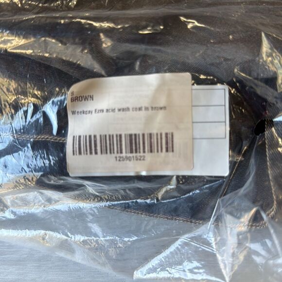 Weekday Ezra coated acid wash trench coat in‎ brown size S NWT in packaging - Picture 6 of 7